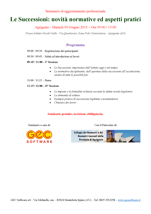 Locandina seminario successioni