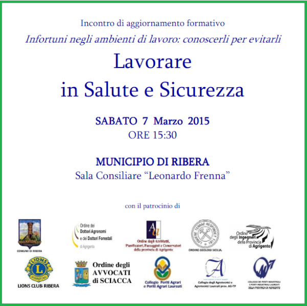 lavorare in sicurezza ribera 7 marzo